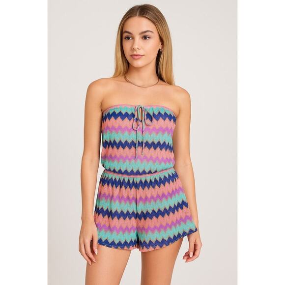 Victoria's Secret Other - Victoria’s Secret Zigzag Metallic Knit Romper Size S